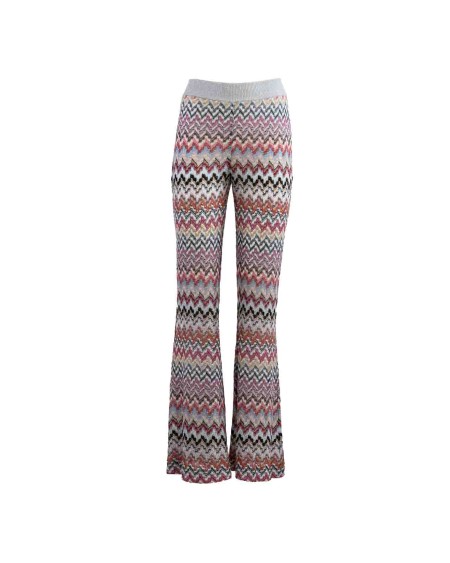Shop MISSONI  Trousers: Missoni flared trousers in chevron viscose.
High elasticated waist.
Lamé viscose blend sweater.
Raschel zig zag workmanship.
Composition:84%Viscose, 16%Metallic Fiber.
Made in Italy.. DS24SI0Z BR00UX-SM975